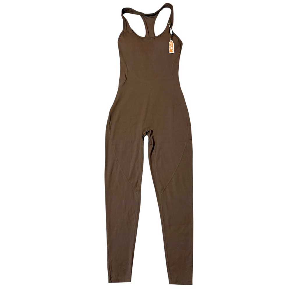OEAK Womens Sz-Med Brown Racerback Workout Yoga Pilates Bodysuit‎ Bodycon NEW